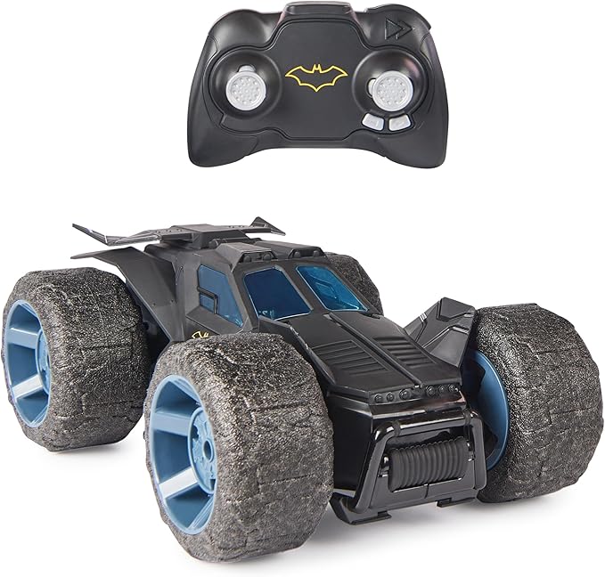 DC Comics Batman Stunt Force Batmobile Indoor Remote Control Car Turbo Boost &amp Crazy Stunts Collectible Super Hero Kids Toys for Boys and Girls 4 and Up