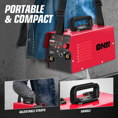 DNA Motoring 140A Portable MIG Welder, 110V Flux Core Welder, 2-in-1 Stick MMA/Flux MIG Welding Machine IGBT Inverter, Automatic Wire Feeding Welder Machine, w/LED Digital Display, TOOLS-00714-RD