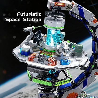 Space Station Globe Building Set for Adults- 1793 Pcs Globe Display Model with Illumination Modes 360° Rotatable LED Educational Stem Toys Birthday Gifts for Boys Teen Home Decor