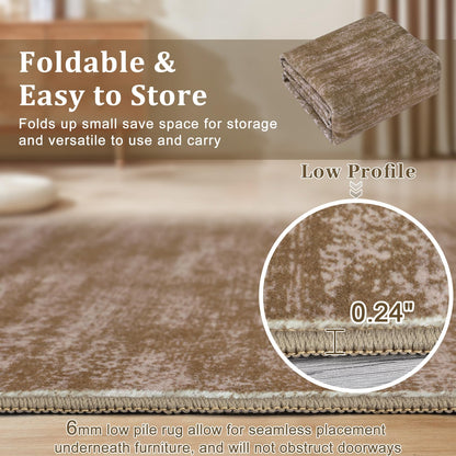 Garvee Large Area Rug 9x12 Living Room Rug Machine Washable Non Slip Floor Mat Modern Solid Soft Rugs Stain-Resistant Foldable Low Pile Carpet for Bedroom Nursery Office Dorm Kids Room Brown