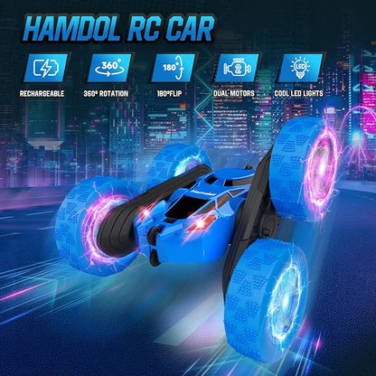 STEM Remote Control Car for Kids Ages 6-12 4WD RC Stunt Car with LED Wheel Lights &amp 360° Flips 2.4GHz Fast Electric Toy for Boys 8-10 Educational Gift for Birthday or Valentines