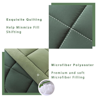 DOWNCOOL Twin Comforter Set -All Season Bedding Comforters Sets with 1 Pillow Case -2 Pieces Bed Set Down Alternative Comforter Set -Double Green Twin Bedding Sets(64"x88")
