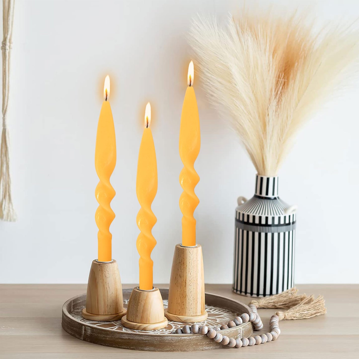 Beeswax Taper Candles Spiral Candle XINAOBAOLUO 10inches Bees Wax Candles Prayer Candles Non Toxic Candle Sticks Handmade Natural Honey Twisted Candlesticks Set for Table Home Decor Meditation 2pcs