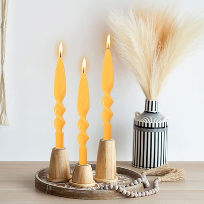 Beeswax Taper Candles Spiral Candle XINAOBAOLUO 10inches Bees Wax Candles Prayer Candles Non Toxic Candle Sticks Handmade Natural Honey Twisted Candlesticks Set for Table Home Decor Meditation 2pcs