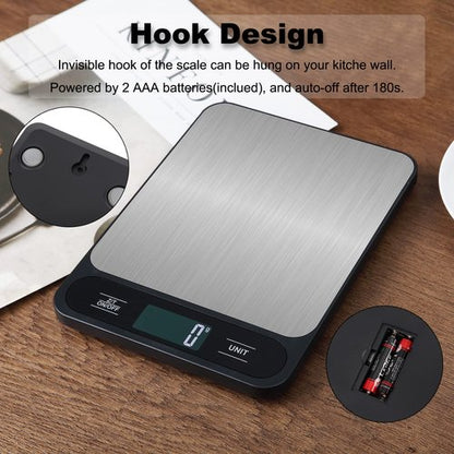 JOEAA Food Kitchen Scale, 10kg 22lb Digital Grams and Ounces for Weight Loss