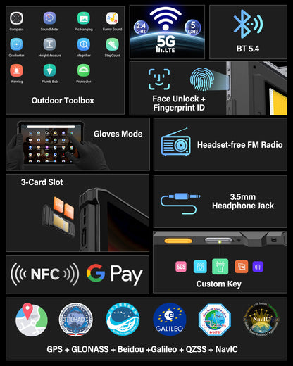 Ulefone Armor Pad 5 Pro 5G Rugged Tablet, Dimensity 7400X 32GB+512GB/2TB Expansion Android 15, 24200mAh(120W), 11" FHD+ Screen, IP68/69K, 64MP+64MP, 32MP, Dual LED Lights/Warning Lights, Widevine L1