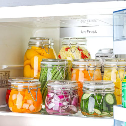 ComSaf 6-Pack 17oz Short Glass Jars for Drawers, Small Airtight Food Canisters for Spices, Nuts & Kids Snacks, Pint Sized Canning Jar Set for Jams, Pickles & Pantry Organization