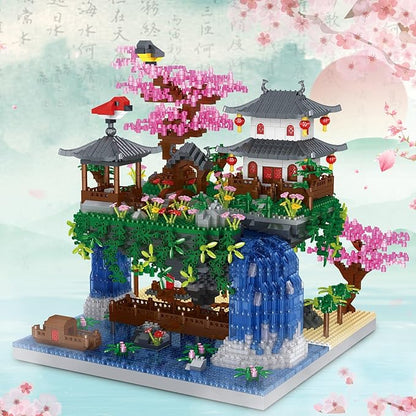 3600PCS Micro Mini Blocks Peach Blossom Pond Bonsai Tree KitTraditional Architecture Building BlocksExquisite Cherry Bonsai Tree Kit Gift for 14+ Kids Or Adults
