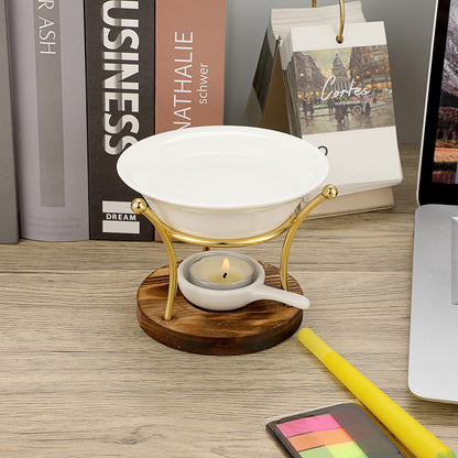 JUXYES Romantic Ceramic Tealight Wax Melt Warmer, Non Elecric Essential Oil Warmer Candle Fragrance Warmer Aromatherapy Wax Candle Tart Burner Warmer Diffuser for Home Decoration