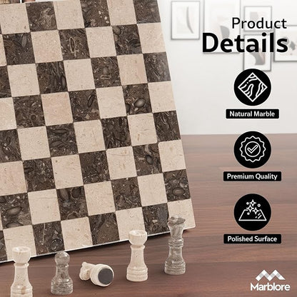 Marble Chess Set for Adults 10 Inch Handmade Verona &amp Oceanic Chess Board with 32 Pieces &amp 2 Extra Queens Luxury Travel Chess Game Elegant Gift for Women &amp Home Decor