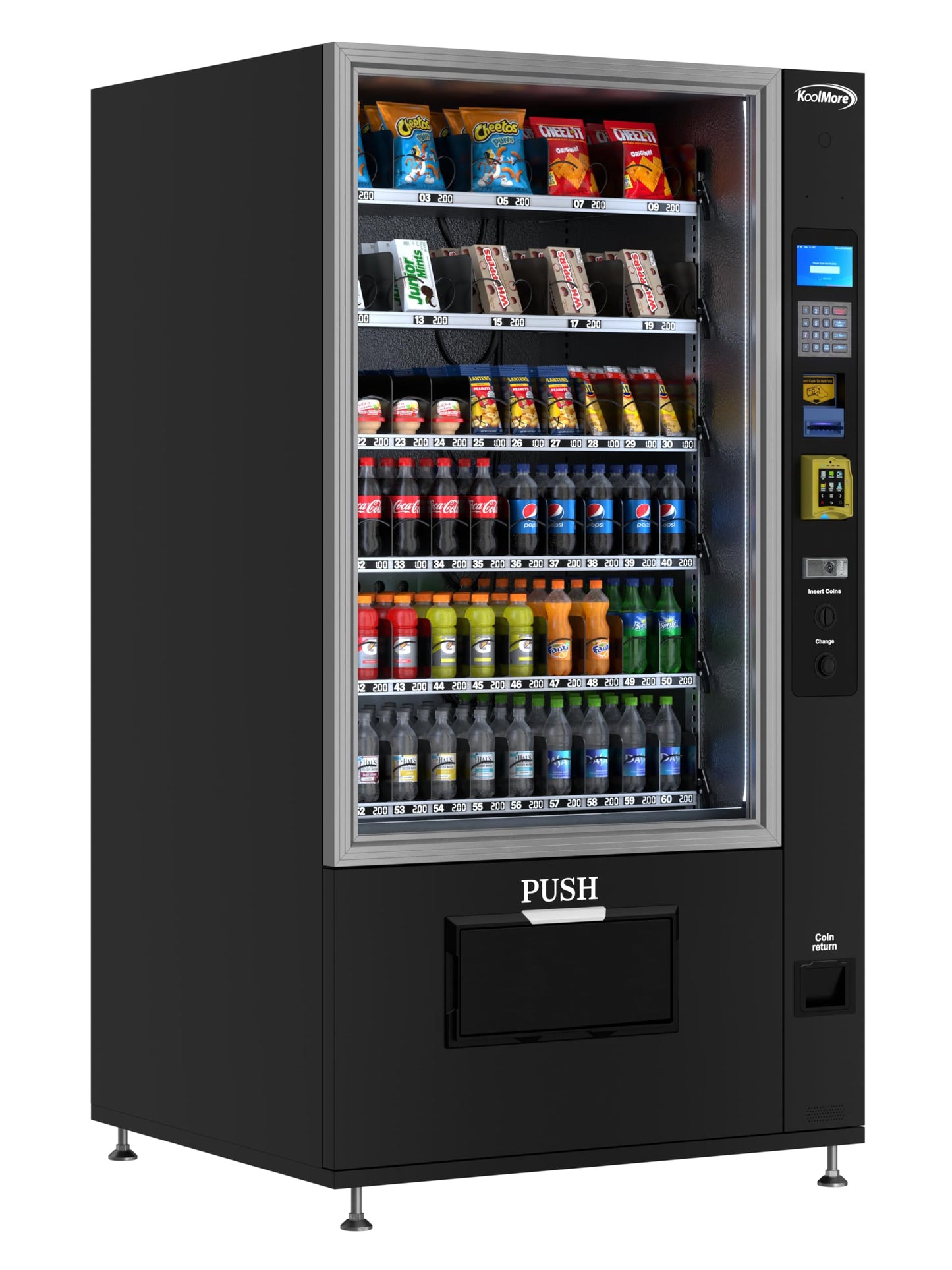 KoolMore Refrigerated Snack Vending Machine with 60 Slots, Bill Acceptor and Credit Card Reader in Black (KM-VMR-40-BR)