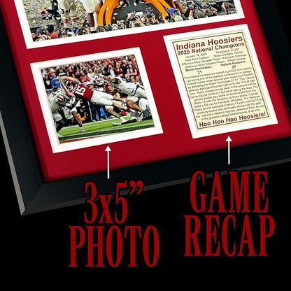 Indiana Hoosiers | 2025 CFP National Champions | Collectible Hoosier Football Memorabilia | Framed Picture &amp Photo Collage Gift Man Cave Wall Art Home &amp Room Decor | 2 Sizes &amp 2 Styles (