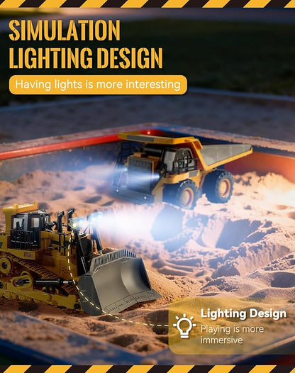 Construction Rc Set of 4 2.4ghz Remote Control Excavator 360° Rotation Lights and Sounds Command The Site Conquer The Dirt Collaborative Experience Alloy Material (4Pcs-ABCD)