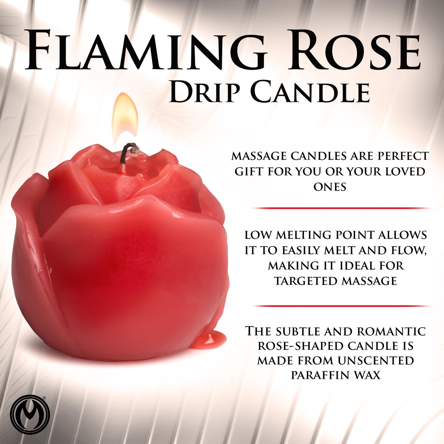 Flaming Rose Drip Candle for Wellness and Relaxation & Romantic Candle Massage. Low Melting Point. Unscented Paraffin Body Wax. Perfect Spa Gift for Self-Care. 1 Piece, Red.