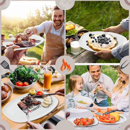 R HORSE Man Grill Platter - Man Themed Barbecue Serving Tray Plate White Oval Serving Dishes Dad Men Father Day Gift for Appetizers Desserts Charcuterie Outdoor Indoor Cooking Party