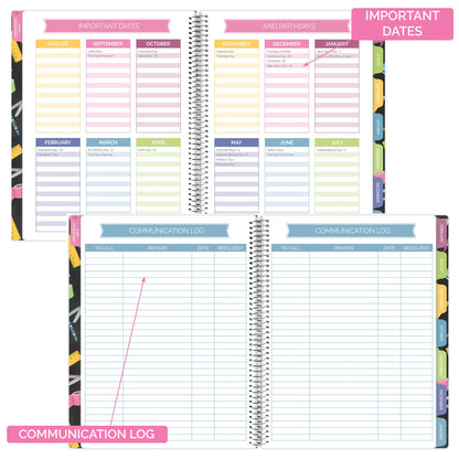 bloom daily planners Undated Academic Year Teacher Planner & Calendar - 7 Period Lesson Plan Organizer Book with Frosted Protective Cover (9" x 11") - Chalkboard