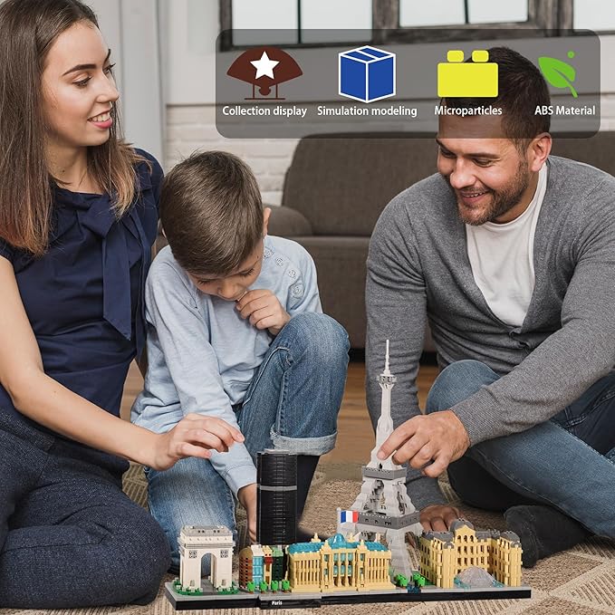 Paris Skyline Architecture Adult Building Blocks Set 3680PCS with Eiffel Tower and The Louvre Assembly Collection Micro Bricks 3D Model for Teens Age of 14+