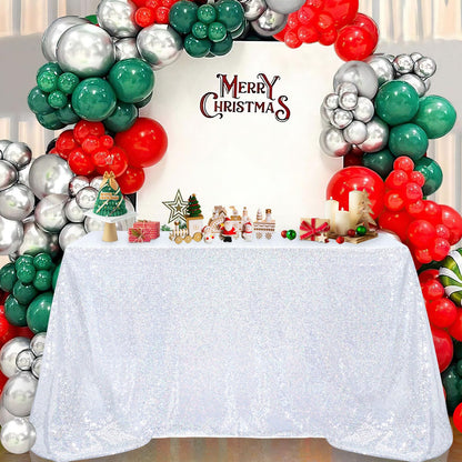 B-COOL Silver Sequin Tablecloth Fabric Parties: Laser Glitter Birthday Table Cloth Sparkly Iridescent Shimmer Rectangle 90x156 Inches Cloths Decorations for Party Supplies Event Wedding Decor
