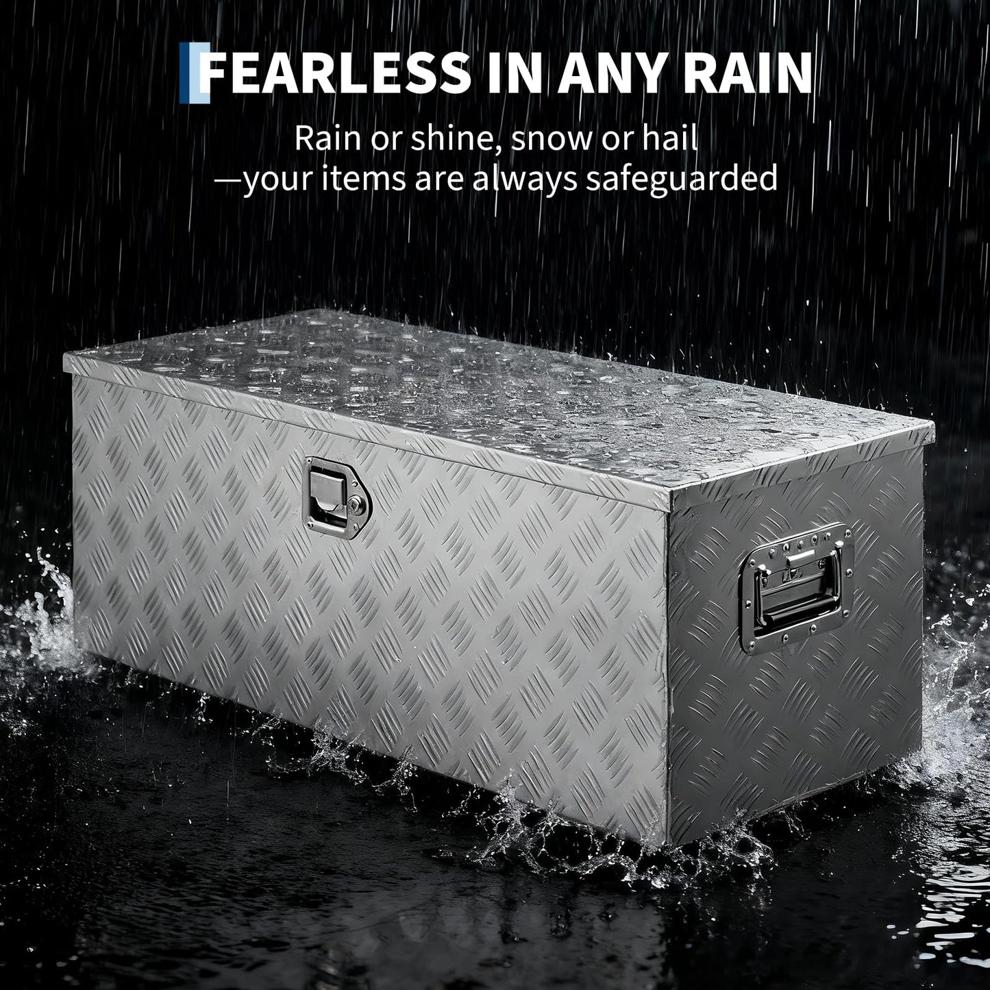 GarveeLife Heavy Duty Aluminum Truck Bed Tool Box – 36x15x15 in, Weatherproof & Lockable, Gas Strut Lid, Side Handles, Organizer Tray, Silver Five-Striped, Mohair Lint Low