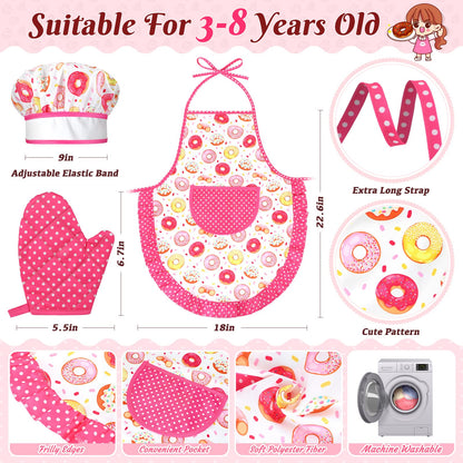 GIFTINBOX Kids Cooking and Baking Chef Set, 25PCS with Kids Apron,Chef Hat & Utensils Kids Cooking Set, Toddler Dress Up and Pretend Play Kitchen Toys, Birthday Toys for 3 4 5 6 7 8 Year Old Girls