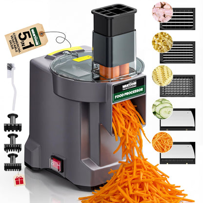 WantJoin 5 in 1 Electric Vegetable Chopper - Multifunctional Commercial Food Processor with Stainless Steel Blades for Slicing(2.5mm), Dicing(8/12mm), Shredding, Chopping(2.5mm)