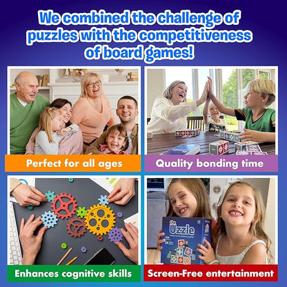 Uzzle 3.0 Board Game &amp Blockwork Bundle – Ultimate Family Fun Pack - Fast-Paced Puzzle Games for Ages 4+ - Multiple Difficulty Levels - 2 to 4 Players
