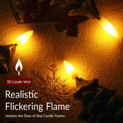 Sttokilly 2Pcs Christmas Tree Flameless Candles with Remote and Timer,LED Candles Battery Operated,Real Wax Window Candlesticks with Flickering 3D Flame for Christmas Decoration