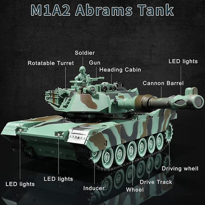 RC Tank US M1A2 Abrams Remote Control Tank Toy 1:28 Scale 2.4GHz RC Military Vehicles with Realistic Sounds Army Toys for Boys Kids &amp Adults
