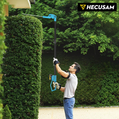 Brushless Pole Hedge Trimmer Cordless, 20.5" Dual-Action Blade，180° Adjustable Head Electric Bush Trimmer, 2×4000mAh Batteries, Up to 14.9FT Reach Battery Powered Hedge Trimmers for Shrubs Pruning