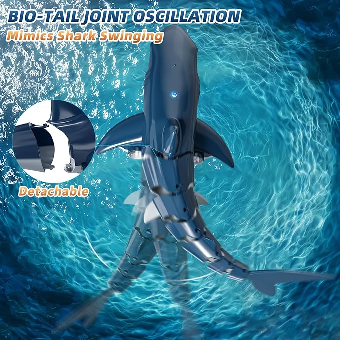 TEMI Remote Control Shark Toy for Kids Boys 3-5 Simulation RC Sharks with Light Water Spraying RC Boat for Lake Bathroom Pool Christmas Birthday Gifts for Aged 3 4 5 6 7 8 9 Girls Toddlers(Blue)