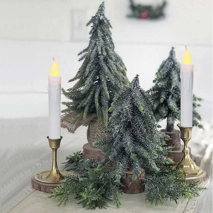 CVHOMEDECO. Flickering Taper Candles LED Drip Flameless Candles, Battery Operated with Timer, White, 6-3/4 Inch, Set of 2