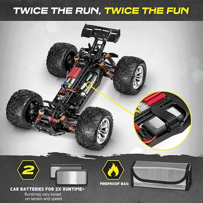 4x4 RC Cars for Adults 48kmh High-Speed - 1:12 Scale Large Waterproof Remote Control Truck Offroad Electric Monster Car 2 Batteries 30+ Min Play All Terrain