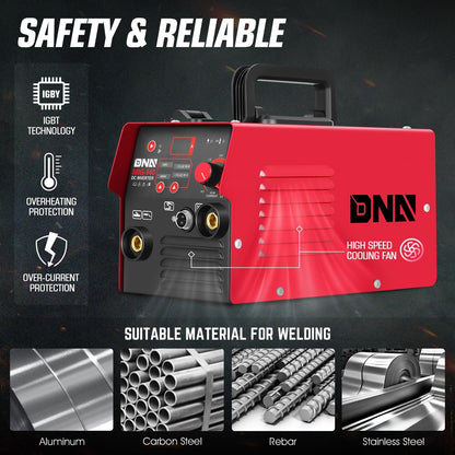 DNA Motoring 140A Portable MIG Welder, 110V Flux Core Welder, 2-in-1 Stick MMA/Flux MIG Welding Machine IGBT Inverter, Automatic Wire Feeding Welder Machine, w/LED Digital Display, TOOLS-00714-RD