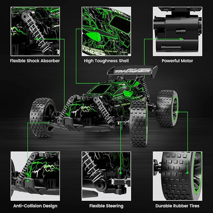 Tecnock RC Cars for Kids 1:18 Scale 2WD RC Car with LED Lights 2.4GHz Remote Control Car with USB-C Easy Charging &amp 50 Mins Playtime Toys Gifts for Boys &amp Girls Ages 8-12