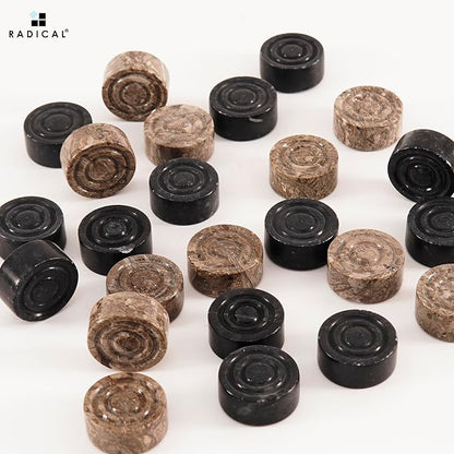 Radicaln Marble Checker Figures 1.25'' Inches Black and Oceanic Handmade Checker Pieces for Chess Board Game Draughts Game Chess and Checkers Set