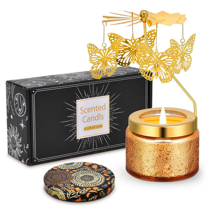Kunrsug Butterfly Rotating Scented Candles Gift Set for Birthdays, Christmas, Thanksgiving, or As A Unique Present for Your Mom, Sister, Girlfriend, Colleagues, Friends, or A Dear Friend
