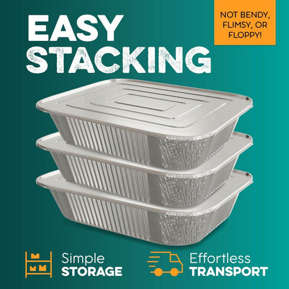 Aluminum Pans With Lids 9x13 [10 Sets] Aluminum Foil Pans Trays With Lids - Half Size Tin Foil Disposable Pans For Baking, Roasting, Cake Serving Dishes, Catering Supplies, Steam Table Chafing