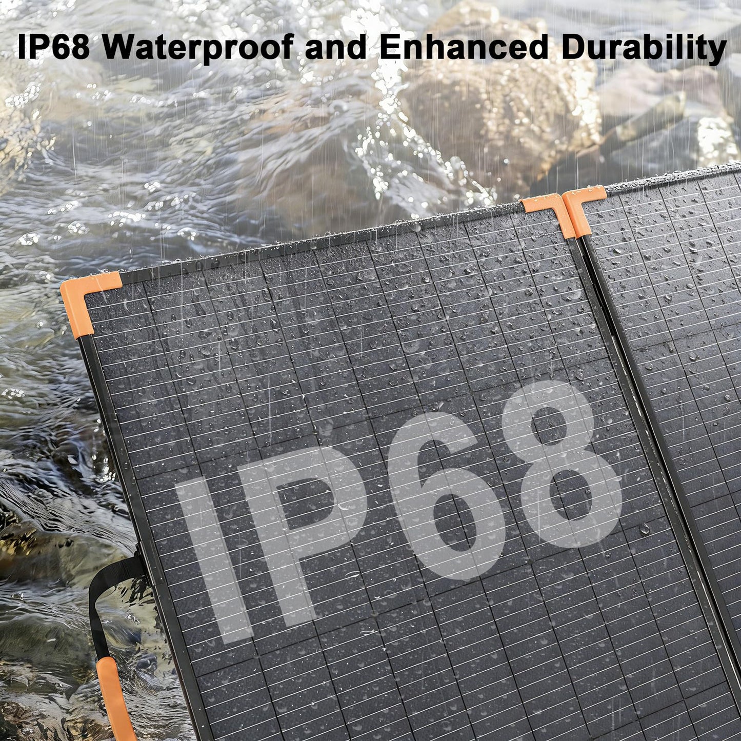 MHPOWOS 100 Watt Bifacial Portable Solar Panel for Power Station, 20V Foldable Solar Charger with IP68 Waterproof, 23.5% High Efficiency with 2 Reinforced Kickstands for Camping RV Off-Grid Blackouts