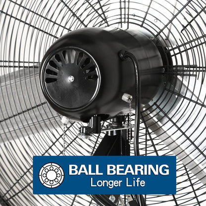 BILT HARD 6450 CFM 24" High Velocity Pedestal Oscillating Fan, 3-Speed Adjustable Height Industrial Floor Fan with Aluminum Blades, Metal Shop Fan for Commercial, and Garage