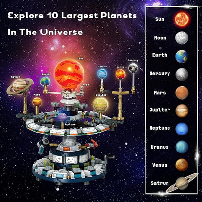 Spinning Solar System Space Building KitCompatible with Lego Space with 9 Planets Rotatable &amp Rocket Sets STEM Educational Space Toy Solar System for Kids for Boys Girls 6-14 and Adults(964 Pcs)