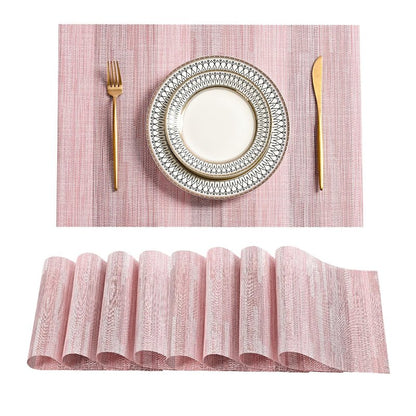 Leetaltree Misty Rose Placemats Set of 8 - Heat Resistant Non-Slip Place mats for Dining Table, Washable Durable PVC Vinyl Woven Table Mats（Misty Rose, 8）