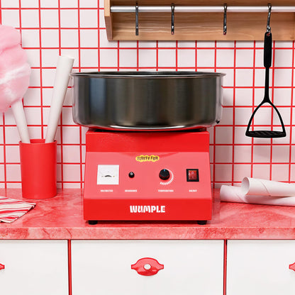 Wumple Cotton Candy Machine - 1000W Commercial-Grade Electric Cotton Candy Maker - 3-Minute Heat-Up - Stainless Steel Bowl - for Parties, Carnivals & Home Use - Red