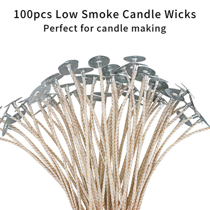 MILIVIXAY 100pcs ECO 8 Wicks for Soy Candles, 6.0inch Cotton & Paper Wicks, Pre-Waxed and Tabbed,ECO Wick for Soy Candle Making.