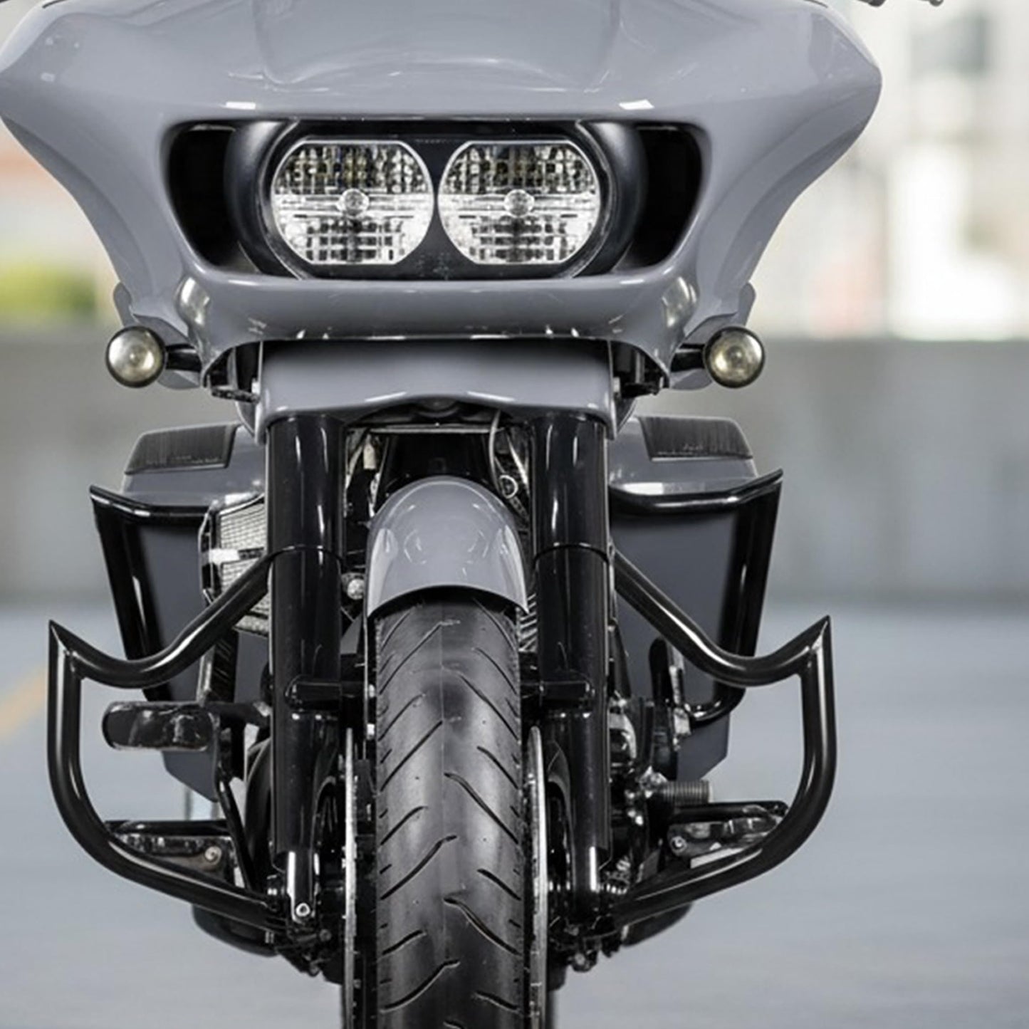 Mitered Sharp-Angled 1.25" Engine Guard fits Harley Touring 2009–2023 – Aggressive Highway Crash Bar for Street Glide FLHX, Road King FLHR, Road Glide FLTR – Black – Replaces OEM 49442-10A, 49050-09A