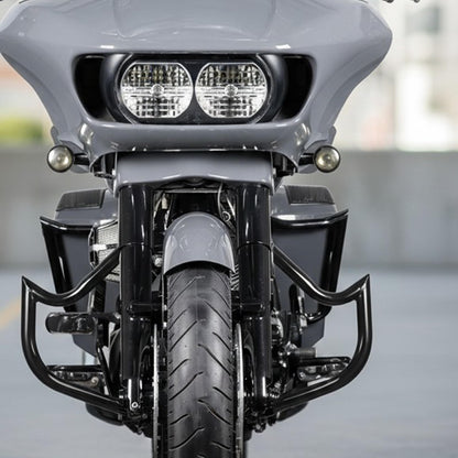 Mitered Sharp-Angled 1.25" Engine Guard fits Harley Touring 2009–2023 – Aggressive Highway Crash Bar for Street Glide FLHX, Road King FLHR, Road Glide FLTR – Black – Replaces OEM 49442-10A, 49050-09A
