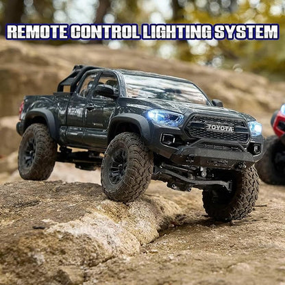 FMS 1/24 FCX24M Toyota Tacoma RC Crawler Officially Licensed RC Truck 2 Speeds Switch with LED Lights Off-Road RC Model for Adults (Grey)