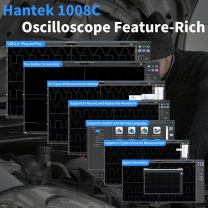 Hantek 1008C PC USB 8CH Automotive Diagnostic Digital Oscilloscope/DAQ/Programmable Generator