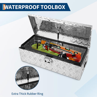 39 Inch Truck Tool Box Aluminum Heavy Duty Trailer Tool Box for Pickup Truck Bed, RV Toolbox