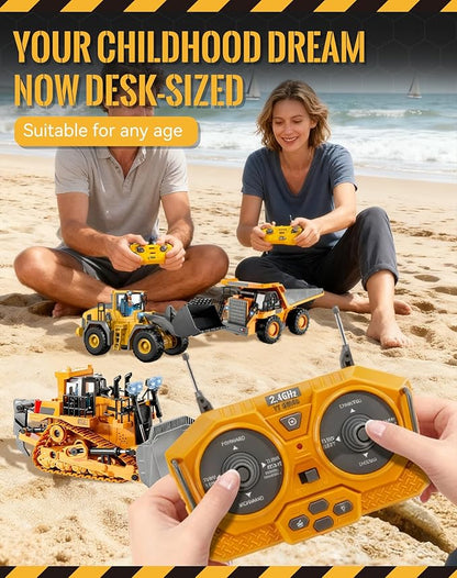 Construction Rc Set of 4 2.4ghz Remote Control Excavator 360° Rotation Lights and Sounds Command The Site Conquer The Dirt Collaborative Experience Alloy Material (1Pc-D)