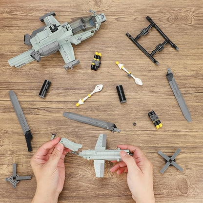 AH-1Z Viper Attack Helicopter Building Block Set (597 Pieces) - Compatible with Lego Plane Set Military Aircraft Model Kit Gifts for Adults